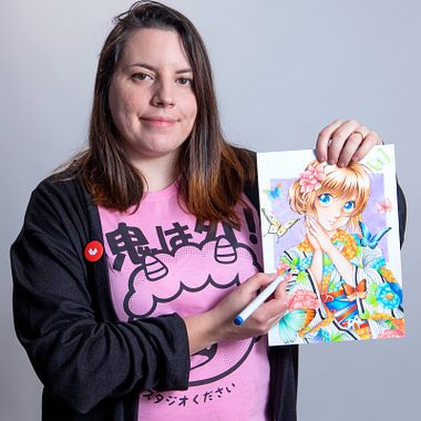 Materiais: ilustração estilo mangá com marcadores