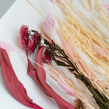 Materiales básicos para crear un arreglo floral con flores secas