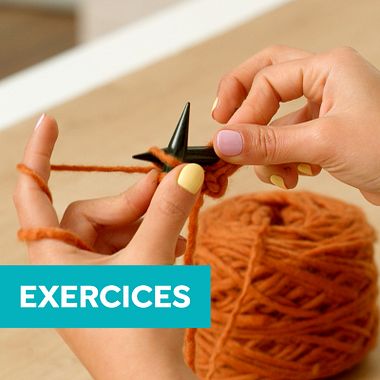Exercices de tricot pour les débutants : point de riz et point mousse 