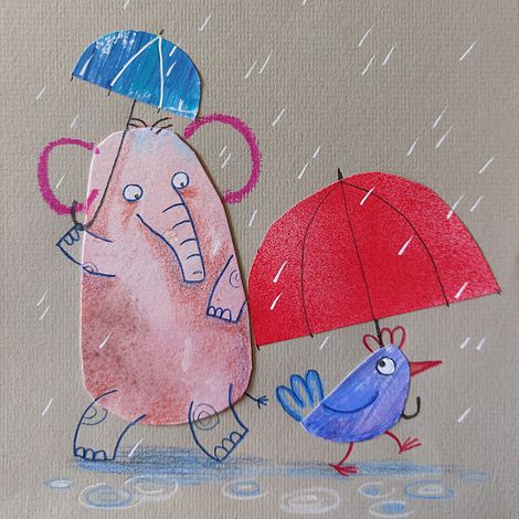 DIA DE LLUVIA ilustracion infantil paso a paso