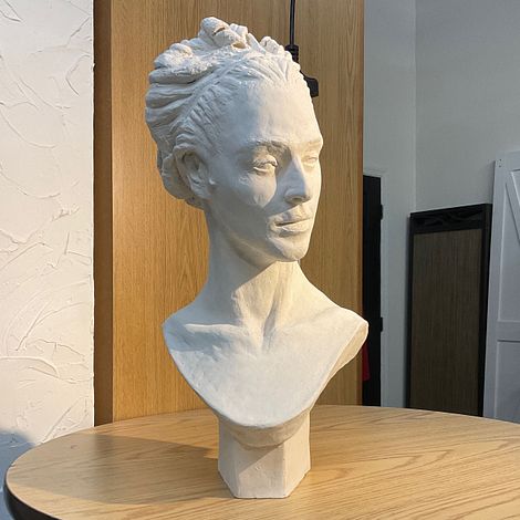 Slab-built Clay Bust of Woman
