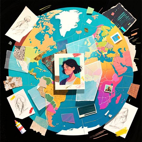 “Piecing Together the World: A Collage of Creativity and Connection”