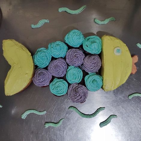 A cake that is assembled like a collage