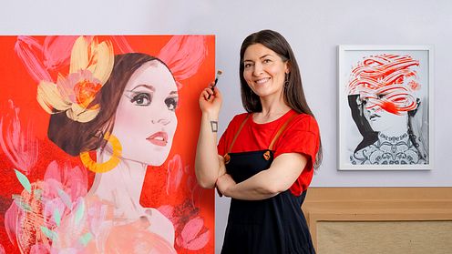 Stylish Illustrated Portraits with Mixed Media
