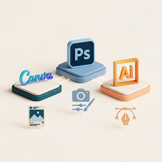 Canva, Photoshop o Illustrator: qué herramienta elegir para cada proyecto