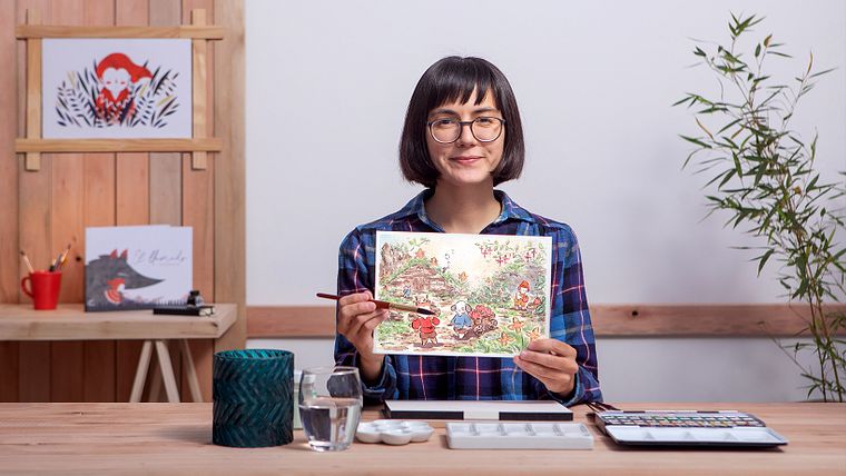 Imaginary Worlds Illustrated with Ink and Watercolor