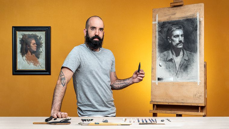 Portret realist în cărbune