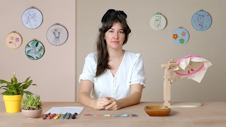 Bordado de imagens de moda com needle felting