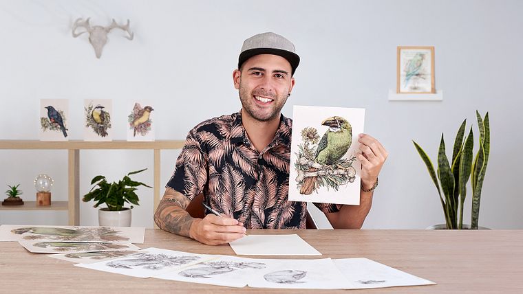 Naturalist Illustration with Ballpoint Pen 