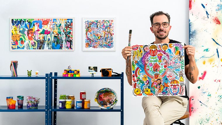 Ilustração à mão com camadas, cores e formas