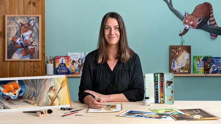 Tierfiguren in Aquarell für Kinderbücher