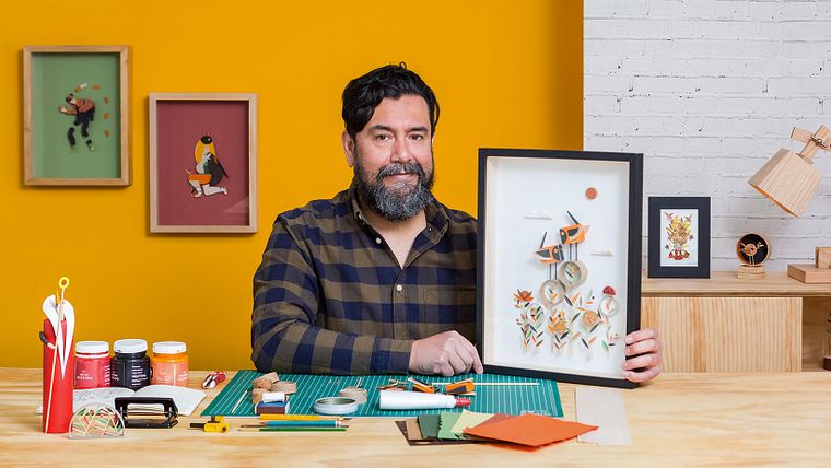 3D Illustration with Paper, Cardboard, and Wood