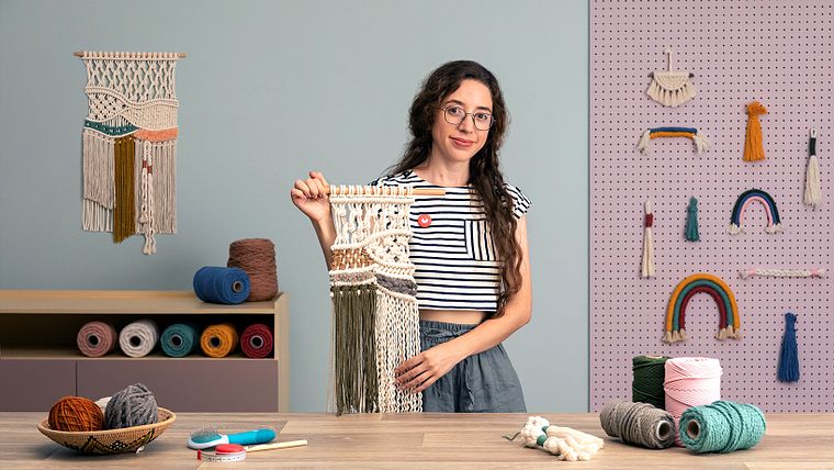 Kombiniere Makramee mit Webtechniken