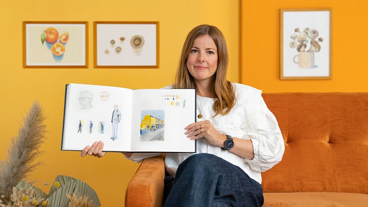 Sketchbook ilustrado com lápis de cor