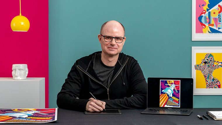 Création d'une affiche conceptuelle illustrée pleine de couleur