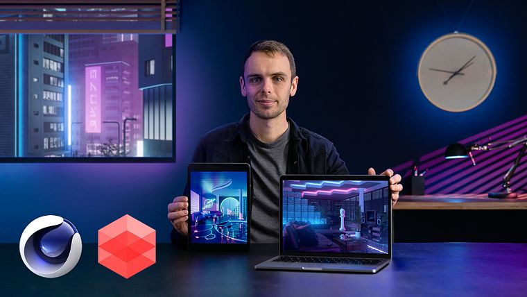 Visualização 3D de interiores retrô com Cinema 4D