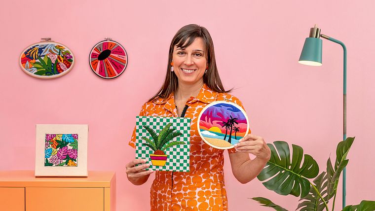 Wanddeko sticken: Abstraktes Design und Farben