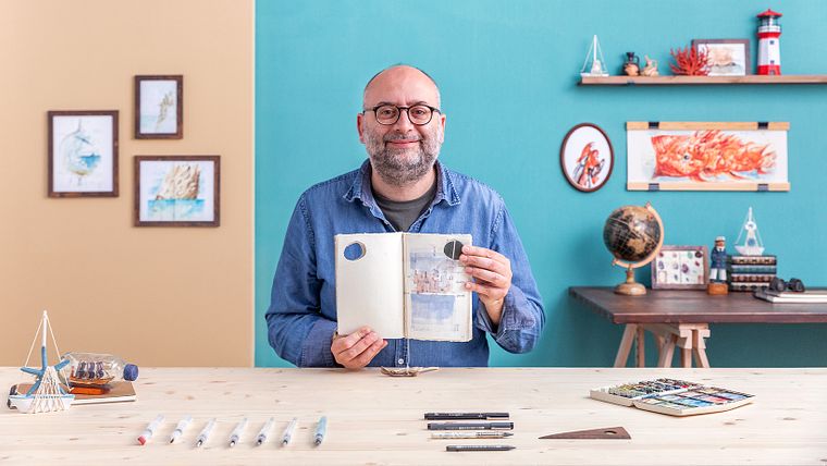 Travel sketchbook con tecniche miste
