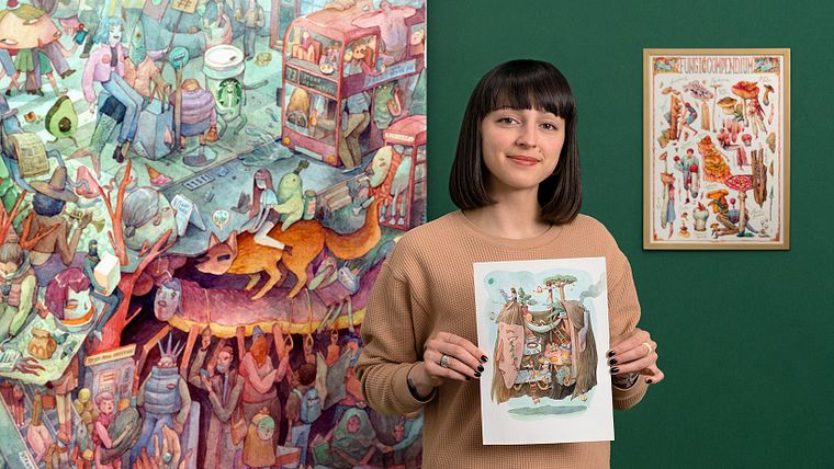 Surreal Illustration with Watercolor and Ink