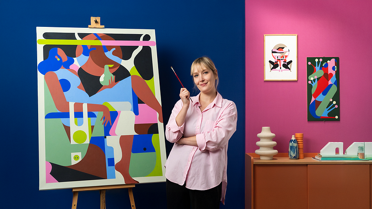 Création d'illustrations numériques et de peintures en acrylique