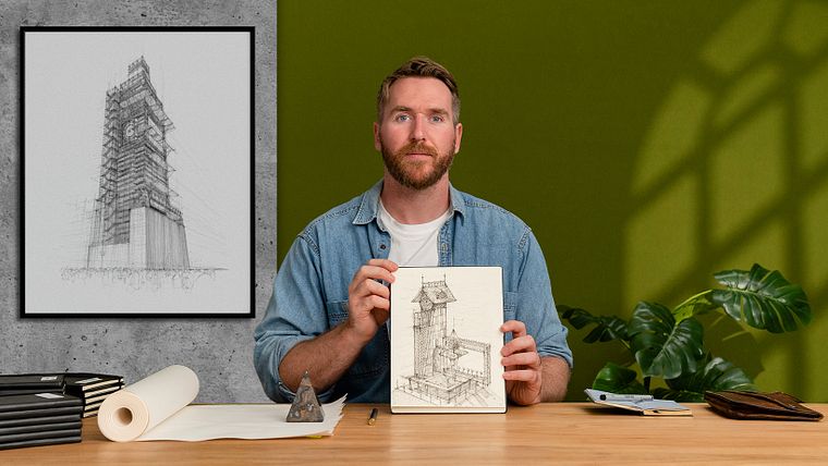 Artistic Architectural Drawing with Ink