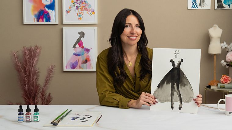 Ilustração de moda com aquarela: silhueta, cor e fluidez