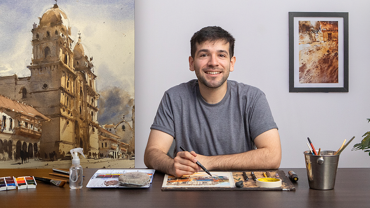 Desenho de paisagens urbanas: técnicas de perspectiva e aquarela