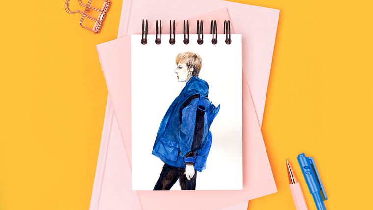 Cours guidé: illustration de la mode avec des techniques de médias mixtes
