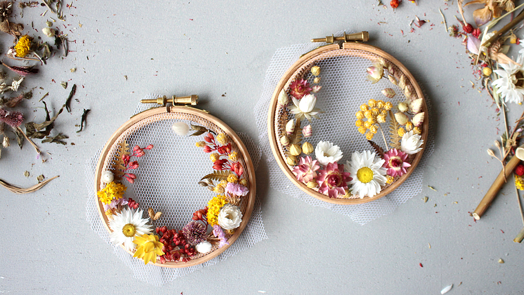 Guided Course: Create Embroidery with Dried Flowers on Tulle