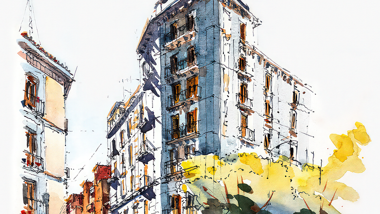 Sketching architettonico per illustrazioni urbane