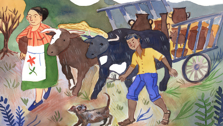Aquarellillustration für Kindergeschichten