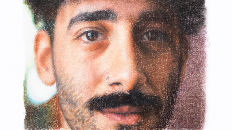 Portret realist cu cretă pastelată