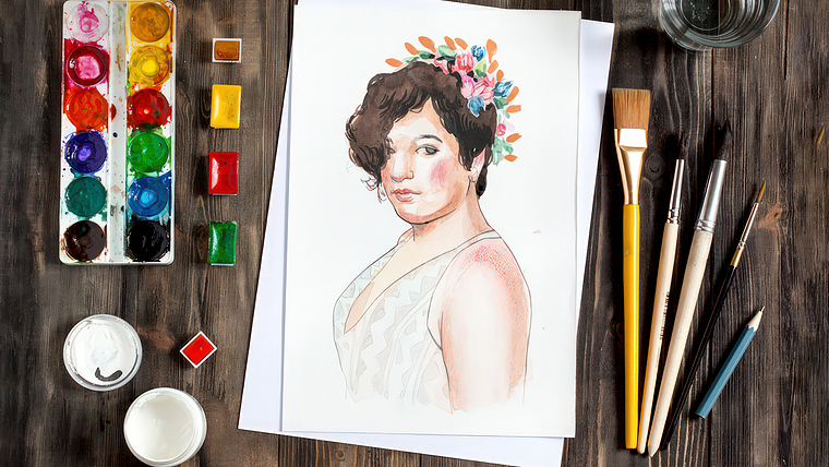 Stilisierte Porträts in Aquarell