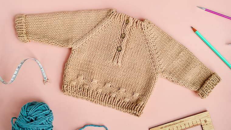 Tejido de prendas infantiles con raglán top down