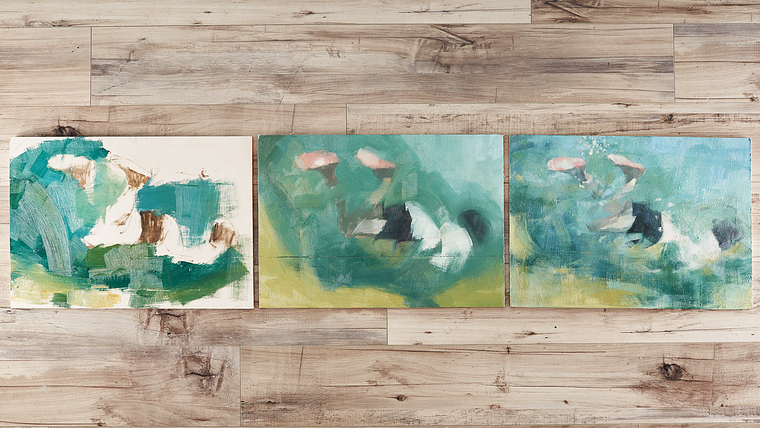 Peinture à l'huile : l'eau et la forme humaine