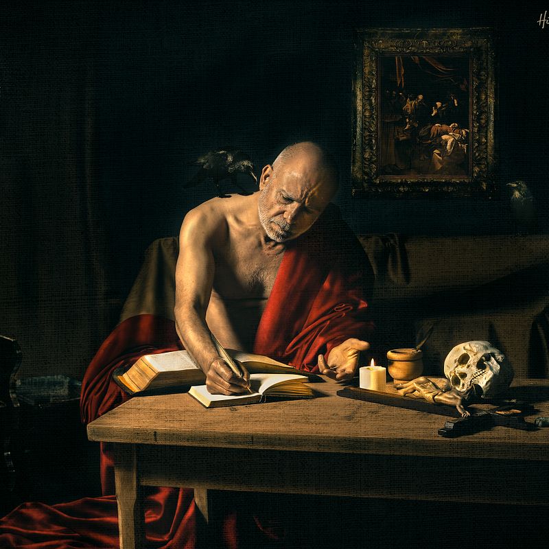 Fotografía pictórica: "San Jerónimo escribiendo" de Caravaggio