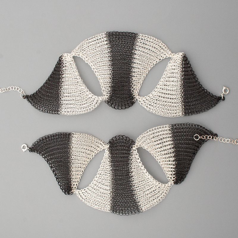 Shogun black and white organic wire crochet jewelry set
