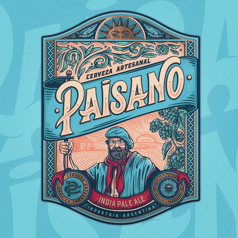 Paisano - Cerveza Artesanal 🇦🇷🍻 Mi proyecto final del curso en @domestika "Ilustración y lettering para diseño de packaging" 🤩
