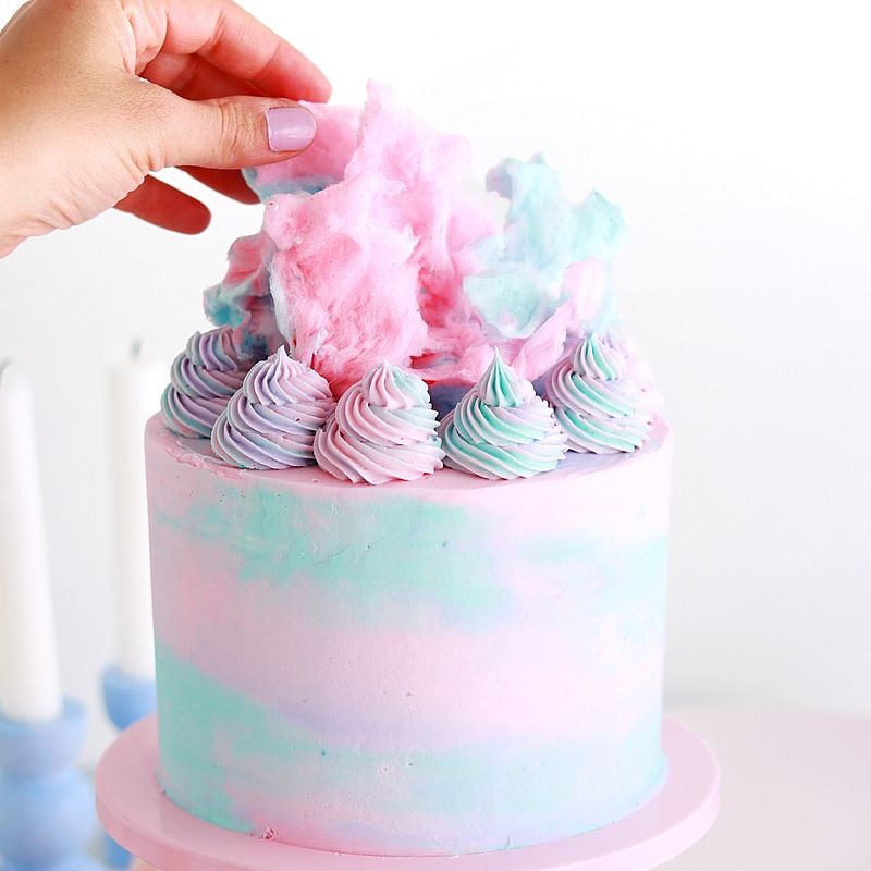 Whimsical Cotton Candy Watercolor Cake