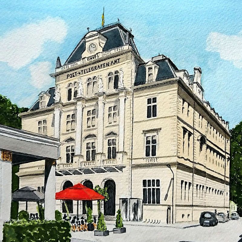 Mijn project van de cursus: Architectuur tekenen met aquarel en inkt: Postkantoor Bad Ischl