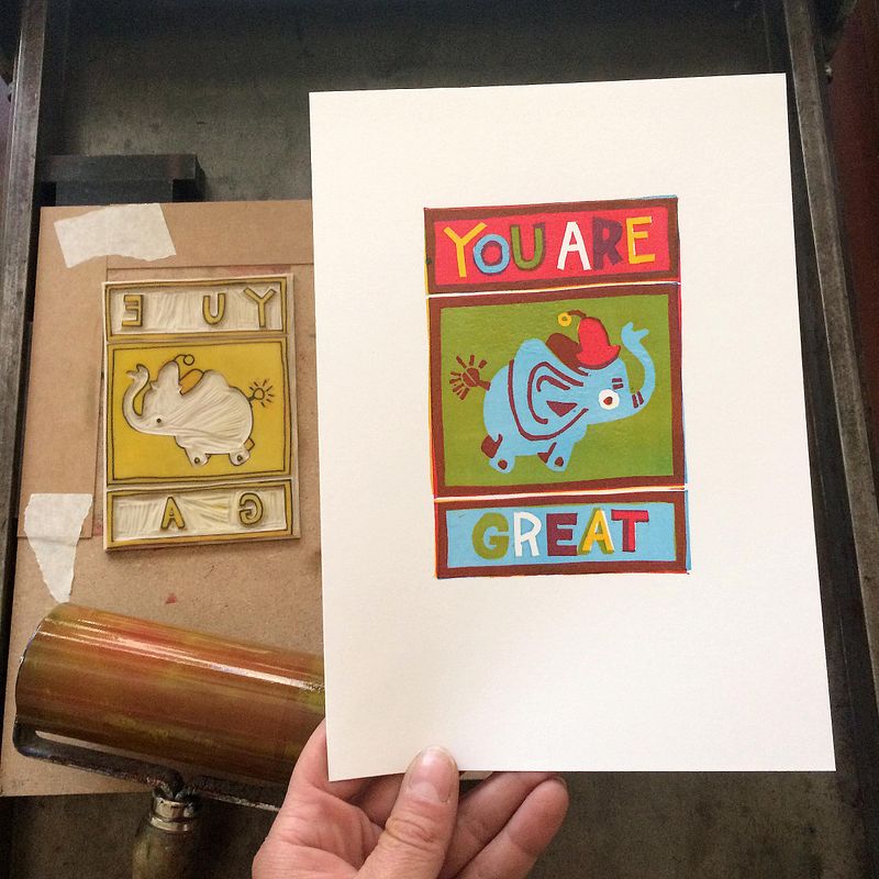 YOU ARE GREAT / CMY-no K-Linocut
