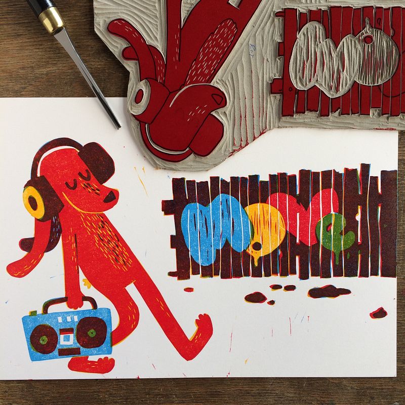 Perfect Beats Perfect Vibes / Linocut 