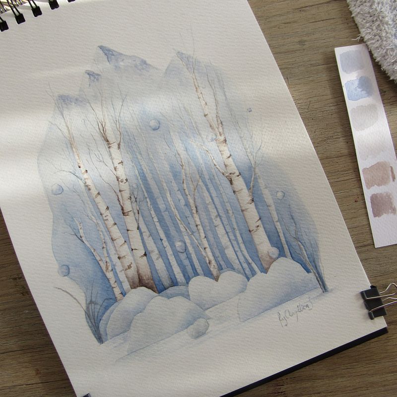 Bosque de abedules en invierno