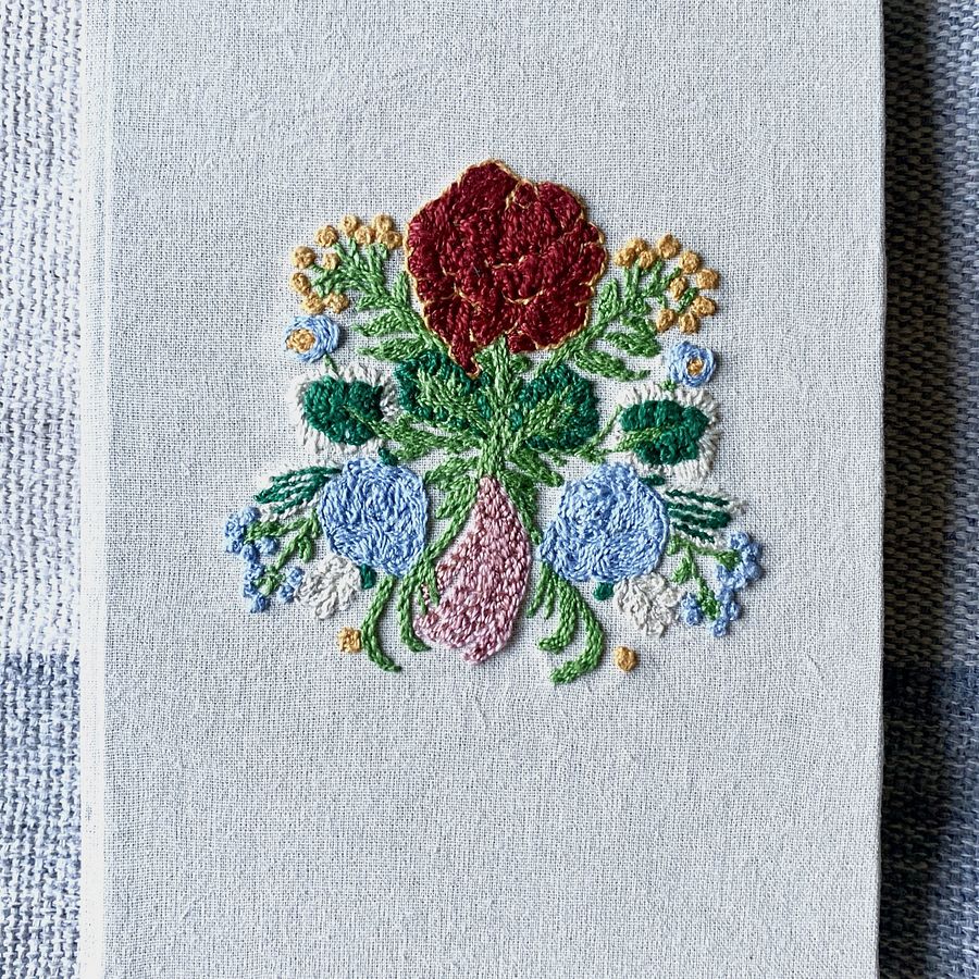 Backstitch embroidery technique