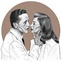 Ilustración de Humphrey Bogart y Lauren Bacall. Dibujo a lápiz.. Film, Film, Video, TV, Collage, Art Direction, Design, Graphic Design, Traditional illustration, Photo Retouching, and TV project by Ana García Ordóñez - 05.05.2017