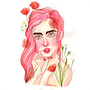 Retrato ilustrado en acuarela: Labios de Amapola. Un progetto di Disegno di ritratti di Isa Fdz - 30.03.2020
