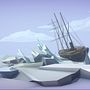 Endurance shipwreck.  Escenario low poly con Blender y Unity.. 3D, 3D Design, e Videogames projeto de jordigarciapons - 27.04.2020