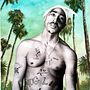 Tupac Shakur. Ink Illustration, and Watercolor Painting project by Jose González Ruiz - 09.11.2020