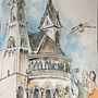 Sketching an der Basilika St. Kastor in Koblenz. Watercolor Painting, Architectural Illustration, Architecture, and Traditional illustration project by Stefanie Frank - 09.13.2020