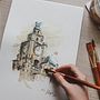 My project in Architectural Sketching with Watercolor and Ink cours. Een project van  Architecturale illustratie van Anne Wiziack - 18.01.2021